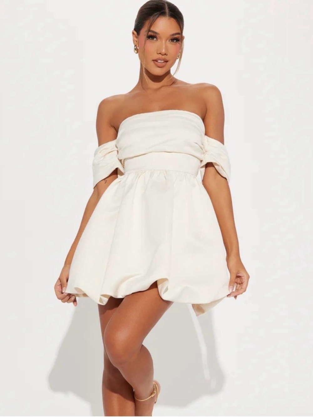 Off-Shoulder Ivory Mini Dress